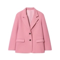 Lange roze damesblazer met enkele rij knopen, inkeping revers en getailleerde pasvorm - XS / Roze