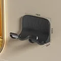 Matte black wall-mounted hair dryer holder with vertical stripes, size 14x9.5x10cm - Simple (818) / Black