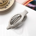 Minimalist beige matte oval claw clip for elegant bun hairstyles and ponytail hold - Matte Beige Gray