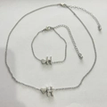 Parure bijoux argentée avec pendentifs lettre H et cœur comprenant collier et bracelet - Lettre H Style (2586) / Argent