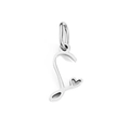 Polished silver stainless steel letter S pendant with a small heart cutout charm - Letter S / Steel