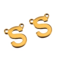 Pendentif lettre S en acier inoxydable plaqué or 18k pour création de bijoux DIY - Or - Lettre S / Ensemble de 20 Pièces