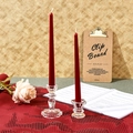 Velas cónicas largas vintage europeas con elegantes portavelas de vidrio para el hogar. - Rojo Burdeos (Aroma de Caqui Japonés)