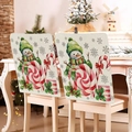 Christmas snowman chair covers with linen texture featuring snowman and candy cane - Snowman Lollipop (YTM2-11)