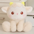 Cute plush lamb doll in off-white long fur with yellow horns and embroidery - Sheep