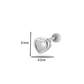 Zilveren hart oorknopje met zirkoon en schroefsluiting, afmeting 0,5cm bij 0,5cm - Stijl 2 Hart Zirconia / Zilver