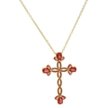 18k gold plated brass necklace with a vibrant red zircon cross pendant for women - Gold Pave Ruby Color Cross (20240108满红)