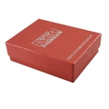 Rote quadratische Geschenkbox für Halsketten mit Silberlogo auf weißem Grund - Rot Nr. 1 / 9.2x6.8x3cm