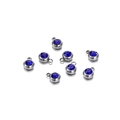 Vue détaillée de pendentifs en zircone bleu foncé de 6 mm avec boucles en inox - 20 Pièces / 11.5g / Cadre Couleur Acier / Zircone Bleu Royal