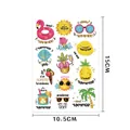 Summer beach temporary tattoo sheet for kids with gold flamingo and pineapple designs - Summer Sun and Fruit Style (WE-059)