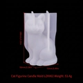 Molde de silicona gato sentado 3D para resina o cera con etiquetas de tamaño y peso - Gato 2 (LZK#02)