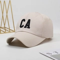Beige cotton baseball cap featuring black CA letter embroidery and curved brim design - Off-white (CA Pattern)