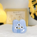 Mini acetate hair claw in light blue stripes with cute three-eyed monster design - 2.5cm / Vertical Stripe Blue