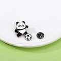 Enamel panda brooch pin playing soccer on a white ceramic tray with metal clasp - Soccer (C2536-8)