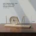 Golden iron LOVE letter desk clock with wooden base and quartz movement for home decor - Gold Love