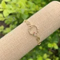 18K gold plated chain bracelet with multicolored zircon heart and star charm on stand - Gold Moon Star & Heart
