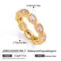 18k gold plated stainless steel eternity ring featuring pear-cut pink zircon stones - Pear Eternity Band - Pink