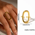 Golden titanium steel oval open ring with dimensions of 2.6cm and weight 2.7g - Gold 33