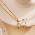 Elegant 18K gold plated heart clover pendant necklace with white pearl texture finish - Heart (952)