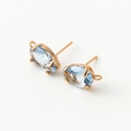 Light blue oval zircon earrings in 14k gold plated copper with small hanging loop - Light Blue