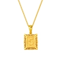 Collier en acier inoxydable plaqué or 18K avec pendentif lettre S gaufré vintage - Lettre S (SP598G-S)