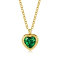 Collier en or minimaliste avec un pendentif en zircon émeraude en forme de cœur sur fond blanc - Pendentif Coeur (SN21102508GN) / Doré