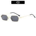 Lunettes de soleil rétro polygone monture en métal doré verres gris foncé C2 - Monture Dorée Verres Gris