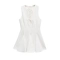 Elegantes weißes ärmelloses ausgestelltes Kleid mit süßen Schleifendetails in minimalistischem Stil - XS / Weiß