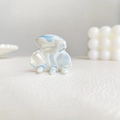 Mini acetate hair claw clip with blue and white marble pattern for women and girls - Water Ripple Blue