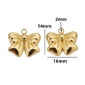 Golden bow pendant charm for jewelry making with dimensions 14mm by 16mm - Style 9 / Gold