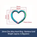 Rainbow plated zinc alloy heart ring buckle with 35mm outer diameter for DIY jewelry - Rainbow Gold