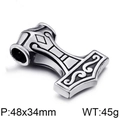 Retro Thor's Hammer Viking pendant in dark steel finish measuring 48x34mm for men - Blackened Filigree Mjolnir Style (KP80932-LU)