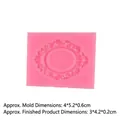 Pink silicone mold with oval embossed frame for fondant decoration, size 4x5.2x0.6cm - Style 2 / Pink