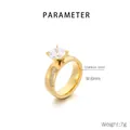 Detail view of gold stainless steel ring with 6mm width specification and weight info - Gold Solitaire Engagement Style (KR52412-K)