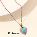 Rainbow plated stainless steel heart pendant necklace with intricate filigree, 17x14mm size - Rainbow-Retro Vine