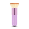 Portable chubby foundation brush with purple handle and dense synthetic gradient bristles - Small Chubby Flat Top Purple Tricolor Hair