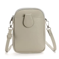 Mini sac bandoulière beige pour téléphone au design épuré avec cuir à grain galet - Gris
