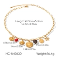 Spécifications détaillées d'un collier en acier inoxydable doré avec breloques cœur et soleil. - Style Superposé Étoile Et Cœur (HC-N40630)