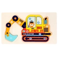 Educational wooden excavator puzzle with colorful numbered pieces for toddler learning - Excavator