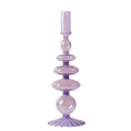 Elegant purple tiered glass candle holder with a flared base on white background - Purple Three-Layer Disc (C1)