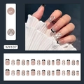 French black dot and plaid cat eye press-on nails with medium square shape - Chasing Light French Style (MY107)