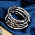 Detailed view of gunmetal gray flexible snake chain necklace with metallic texture - Gun Black