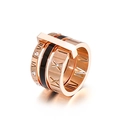 Three-layer titanium steel Roman numeral ring in rose gold and black finish - Size 6 / Rose Gold and Black Roman Numeral Style (KR92465-K) / Rose Gold