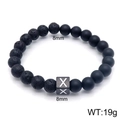 Black lava rock and matte bead bracelet with an 8mm diameter and custom XX charm - Letter X Style (KB122546-Z) / 8mm