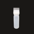 Dettaglio flacone in plastica da 170ml con applicatore a pettine e scala in once - Bianco