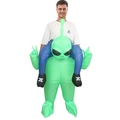 Funny alien inflatable costume for adults, vibrant green and blue party outfit - Riding Aliens / One Size