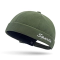 Gorro docker de algodón verde oliva con bordado blanco Sports y hebilla de metal ajustable - Ajustable / Verde Oscuro