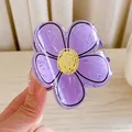 Cute purple floral hair claw clip with yellow center and translucent finish - Purple Flower-Small-6cm