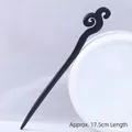 Classic ebony wood hair stick with cloud pattern, 17.5cm length for elegant updos - Ebony-like Auspicious