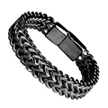 Pulsera punk para hombre en acero inoxidable negro de doble tejido con cierre desplegable - 5*10mm / 19cm / Negro